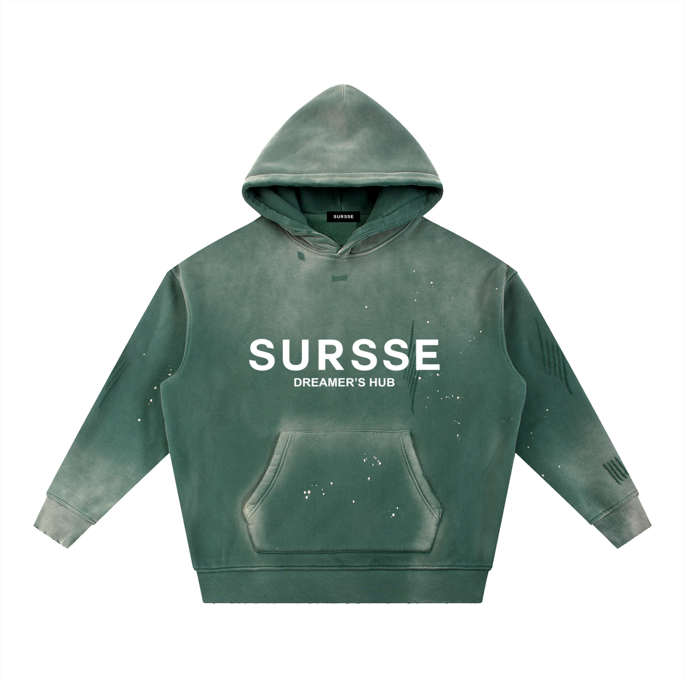 Sursse Vintage Washed Frayed Fleece Hoodie