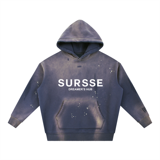 Sursse Vintage Washed Frayed Fleece Hoodie