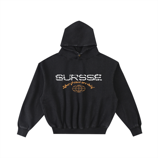 Sursse Frayed Enzyme Washed Fleece Hoodie