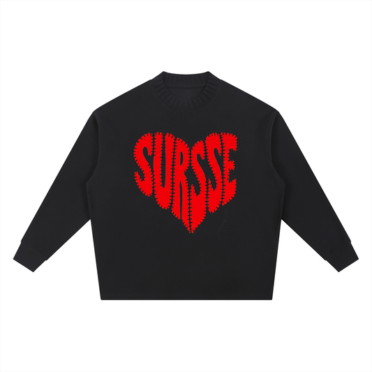 SURSSE Stitched Heart Knitted Sweatshirt