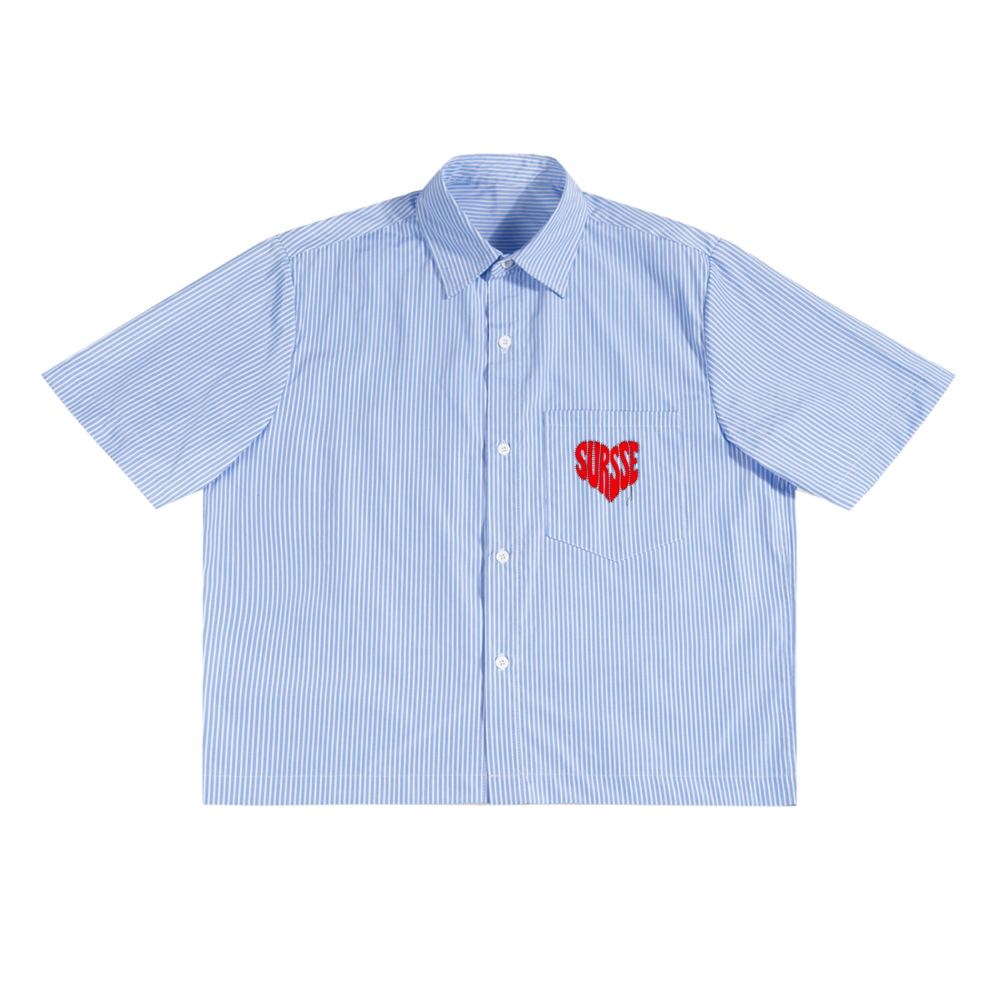 SURSSE Stitched Heart Oversized Stripe Boxy Shirt