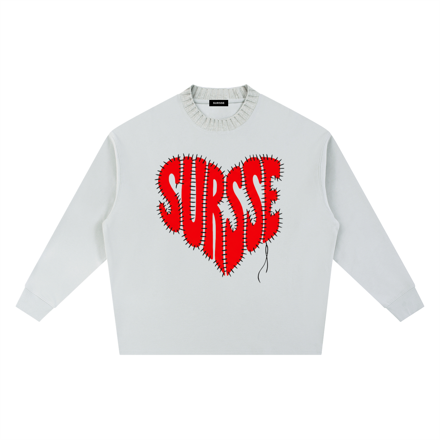 SURSSE Stitched Heart Knitted Sweatshirt