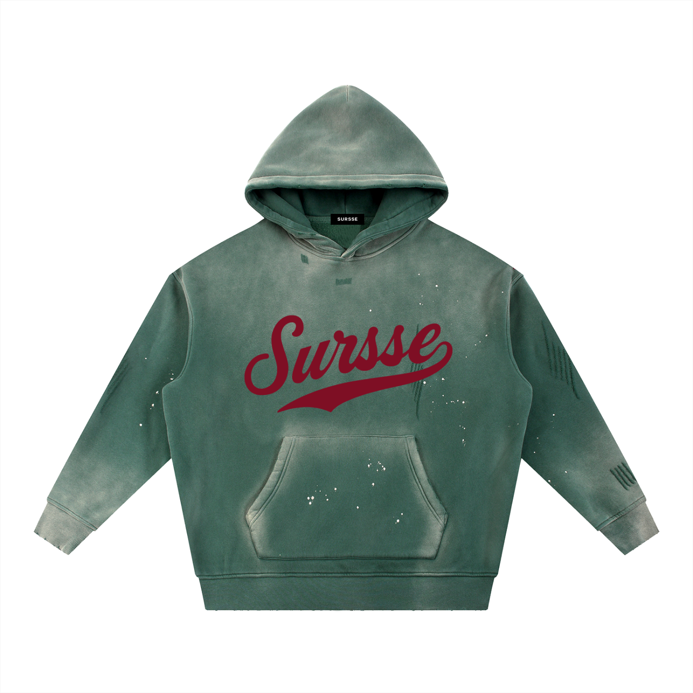 Sursse Vintage Washed Frayed Fleece Hoodie
