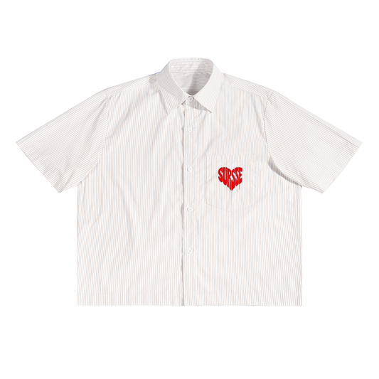 SURSSE Stitched Heart Oversized Stripe Boxy Shirt