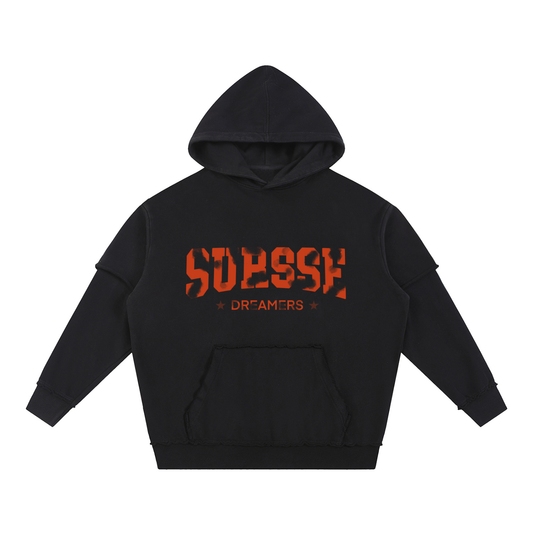 Sursse Snow Washed Raw Edge Double Layered Hoodie