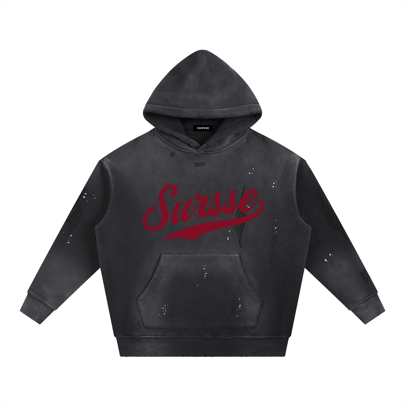 Sursse Vintage Washed Frayed Fleece Hoodie