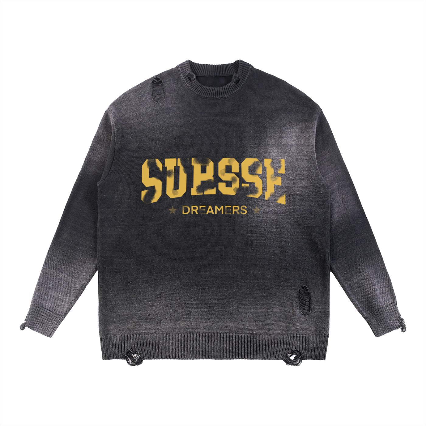 Sursse Sun Fade Distressed Ripped Crewneck sweater