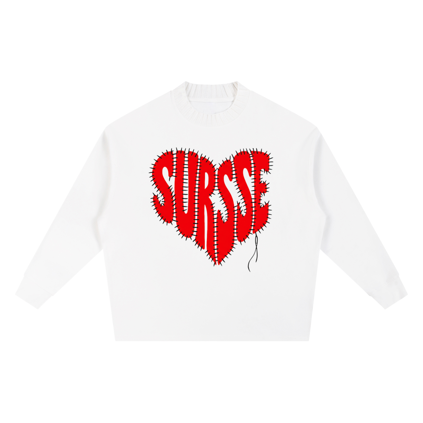 SURSSE Stitched Heart Knitted Sweatshirt