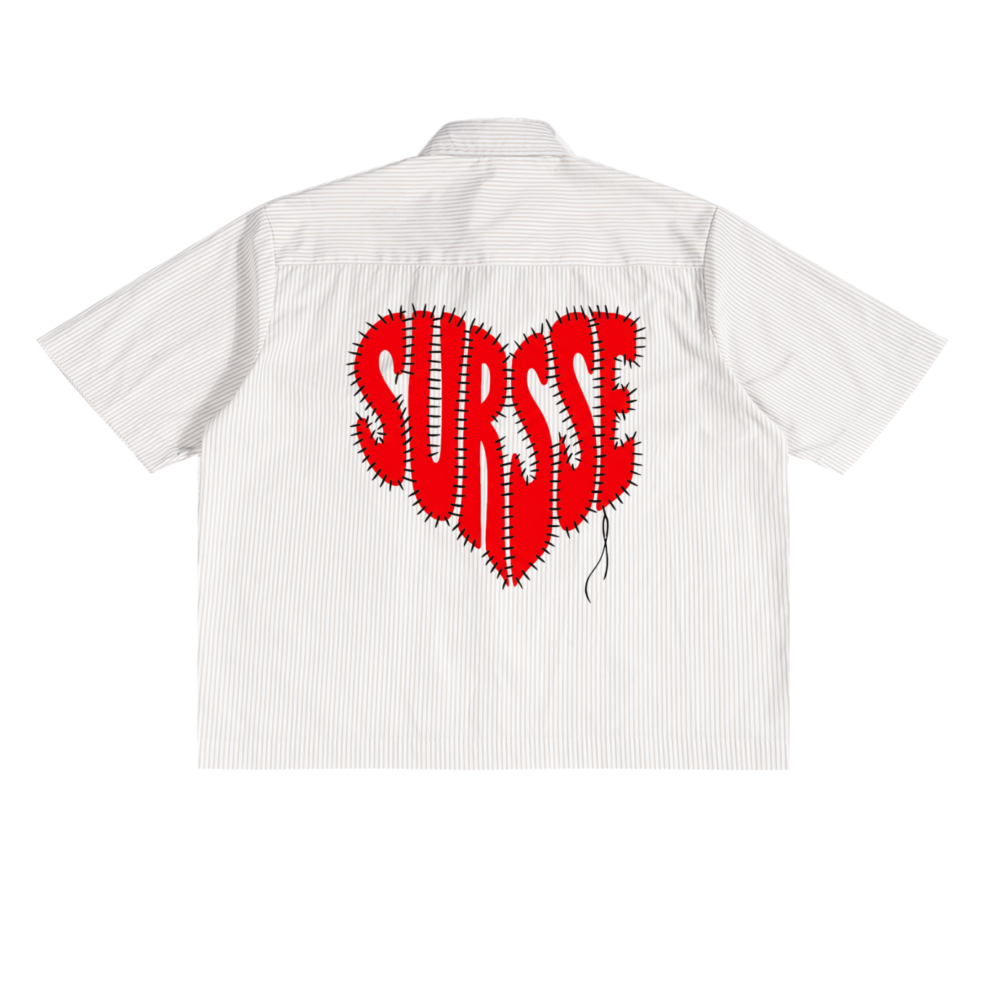 SURSSE Stitched Heart Oversized Stripe Boxy Shirt