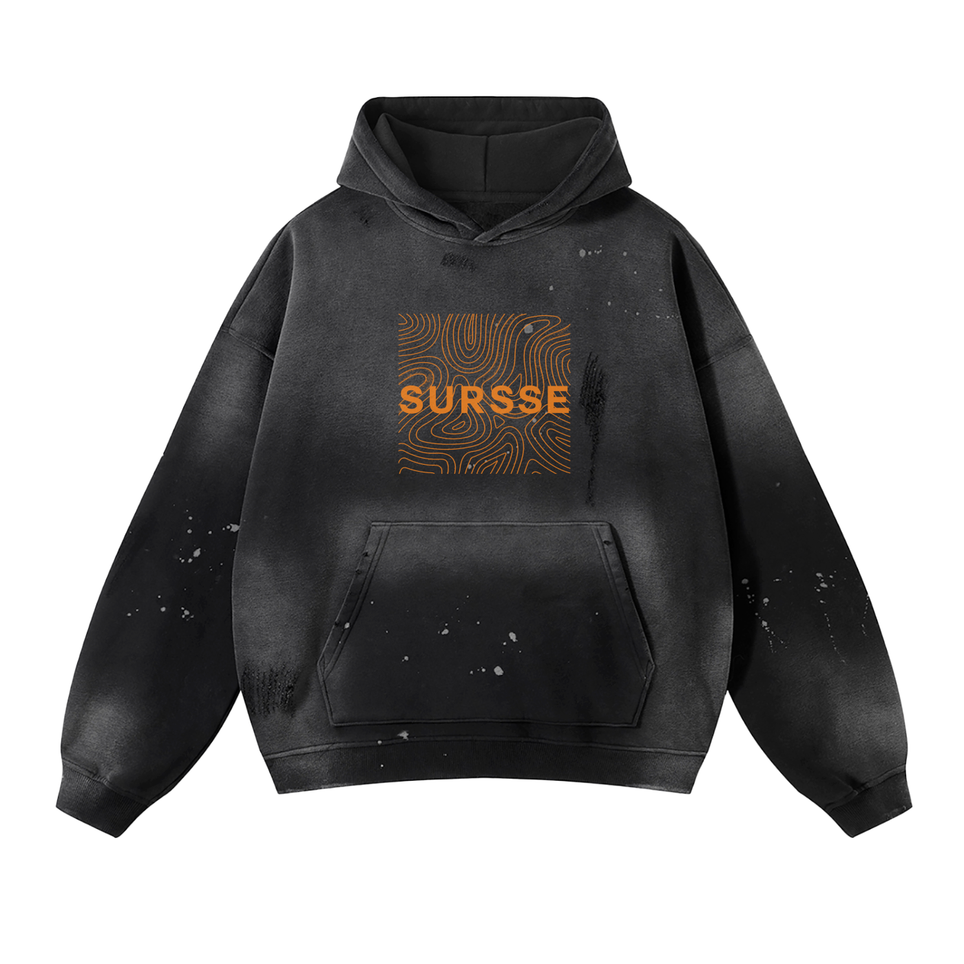 Distressed Topographic Flow Hoodie