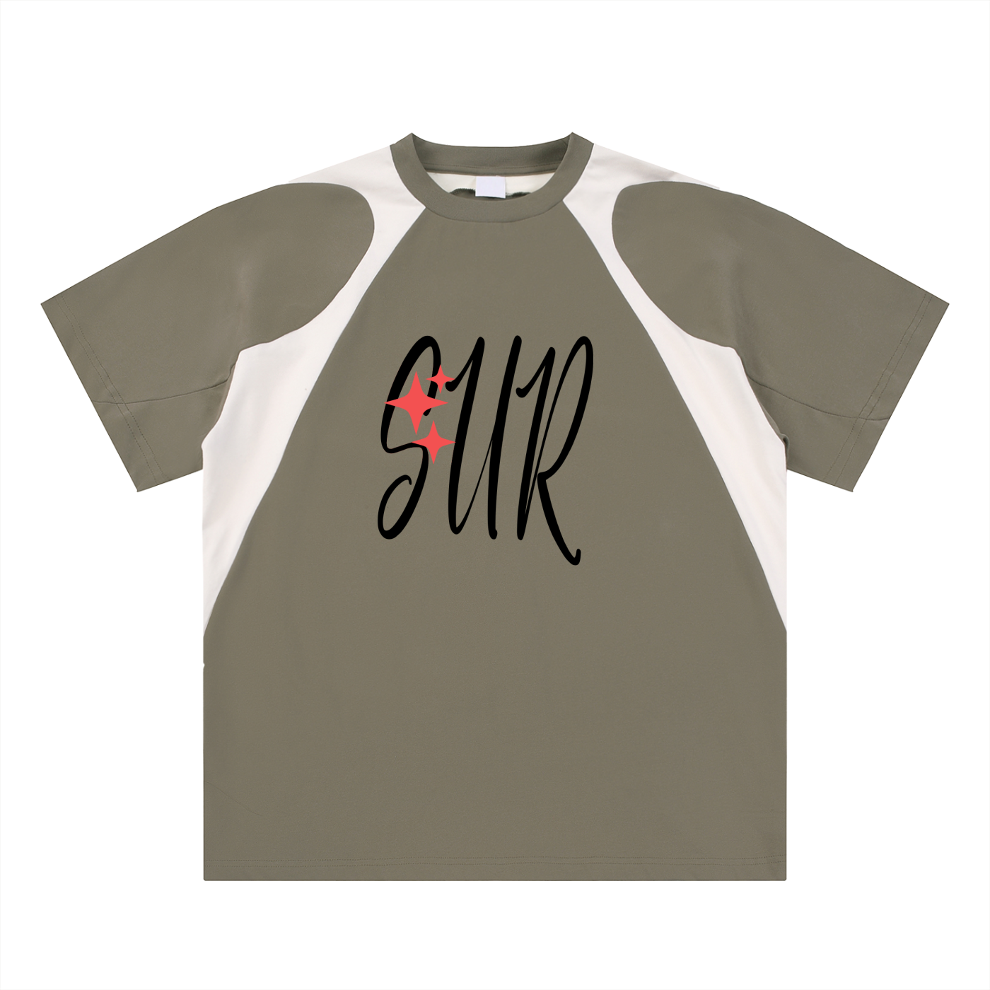Contrast Panel Cotton T-Shirt