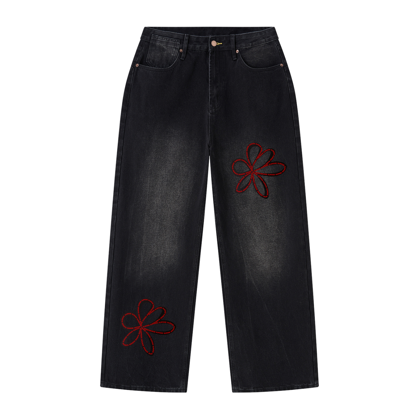 Men's Vintage Wash Wide Leg Jeans