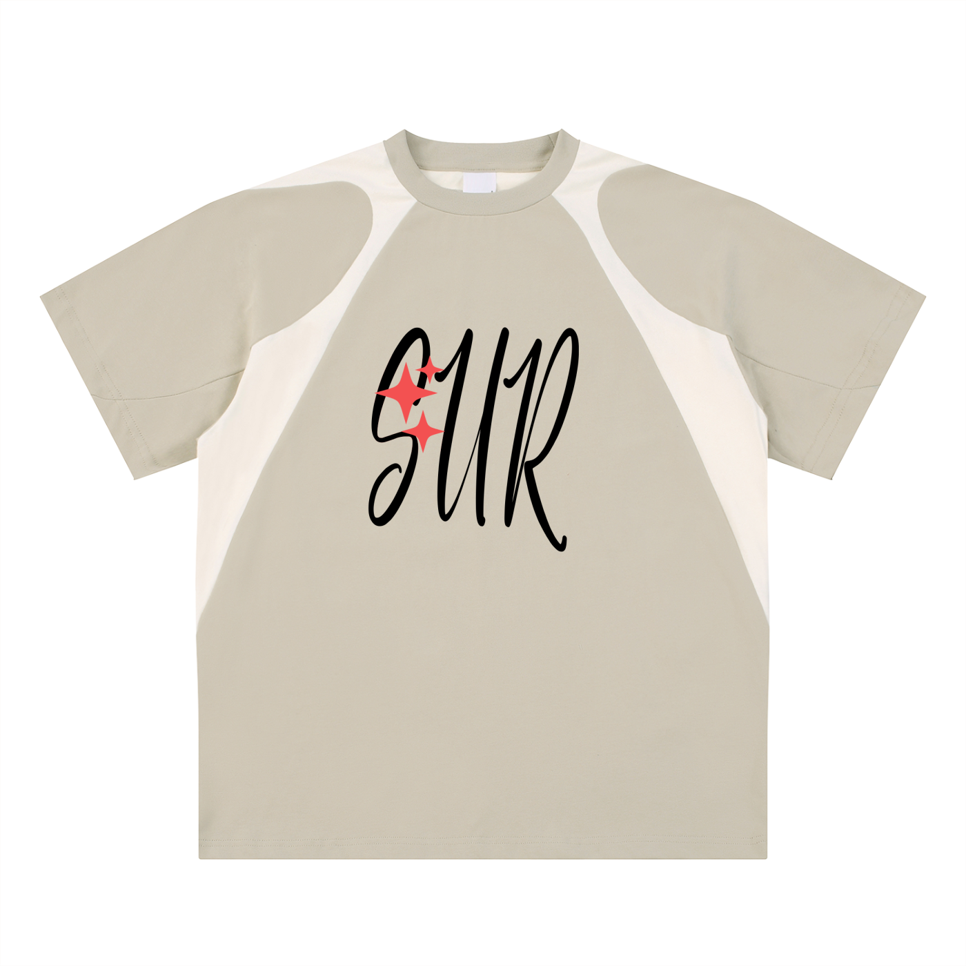 Contrast Panel Cotton T-Shirt