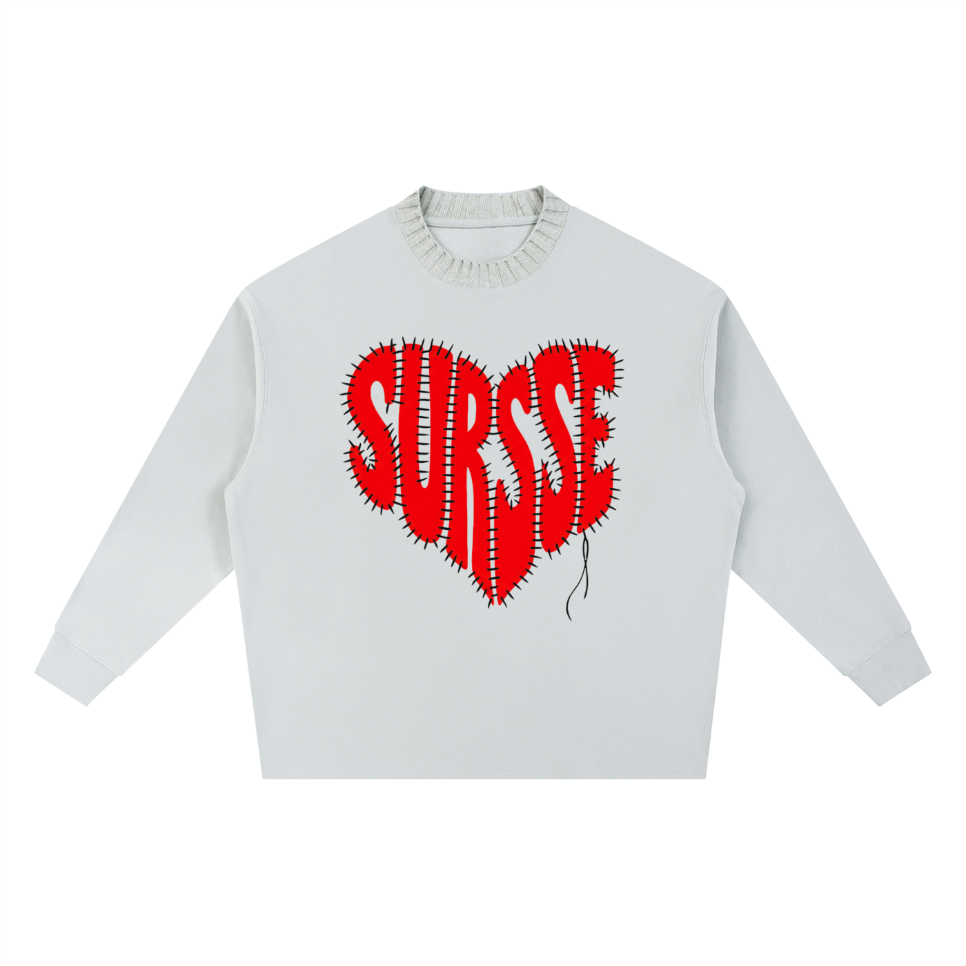 SURSSE Stitched Heart Knitted Sweatshirt