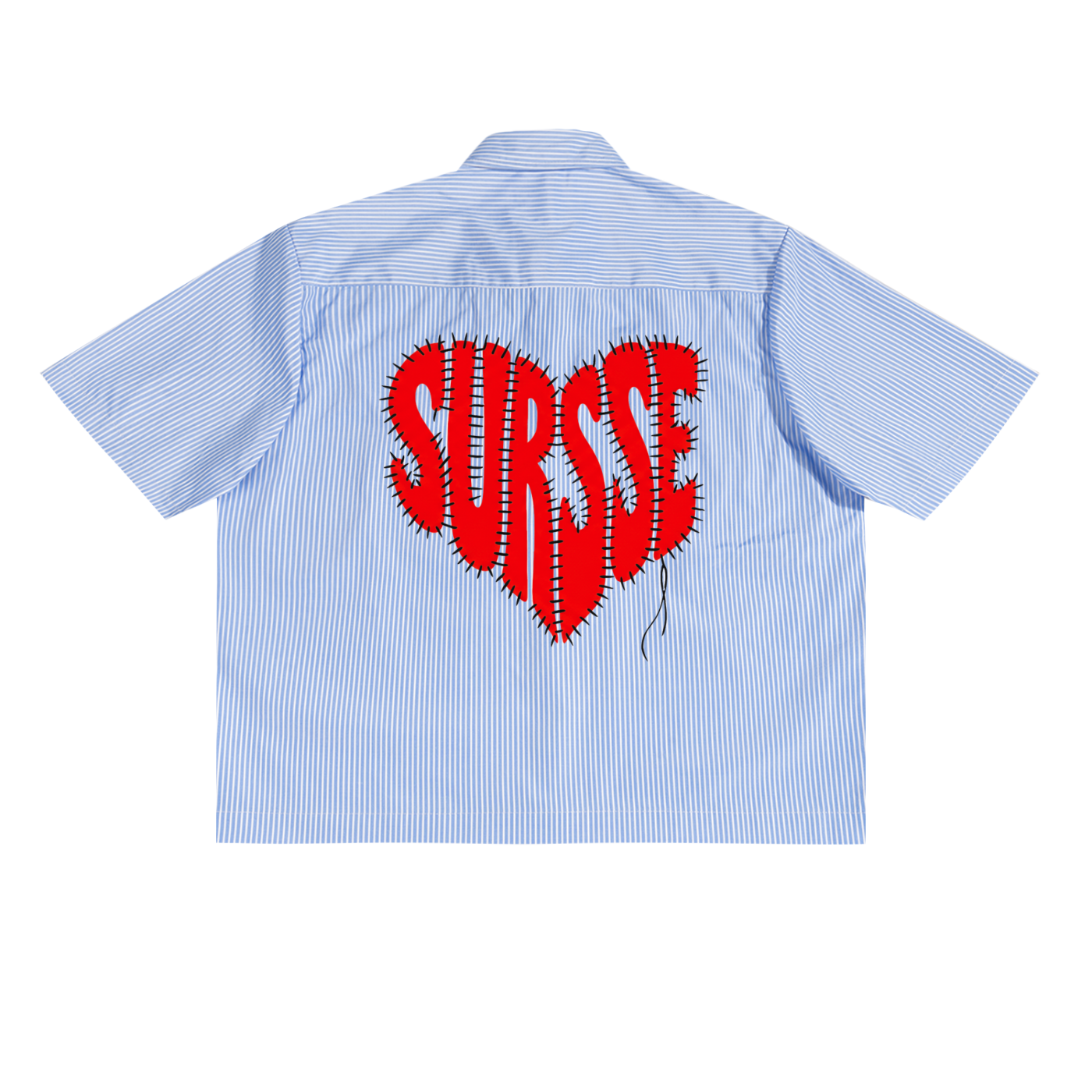 SURSSE Stitched Heart Oversized Stripe Boxy Shirt