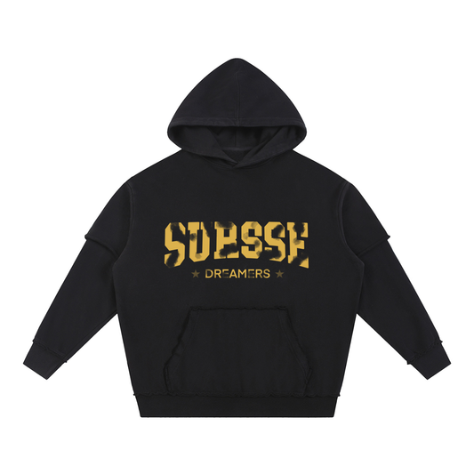 Sursse Snow Washed Raw Edge Double Layered Hoodie