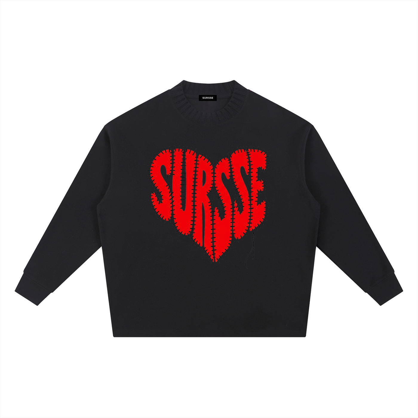 SURSSE Stitched Heart Knitted Sweatshirt