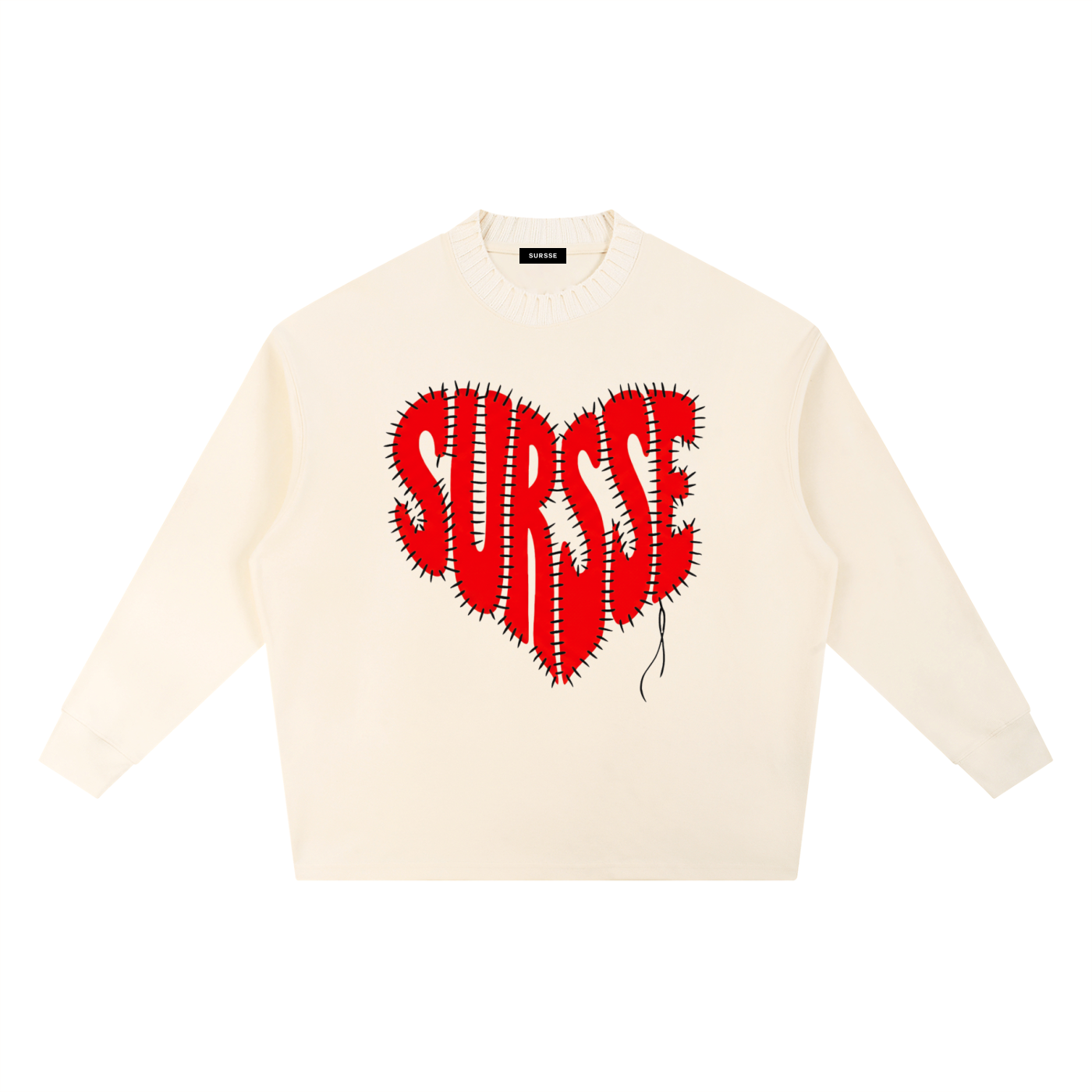 SURSSE Stitched Heart Knitted Sweatshirt